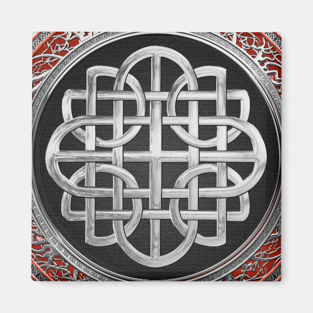 [600] Sacred Celtic Silver Knot Cross Magnet (Front)