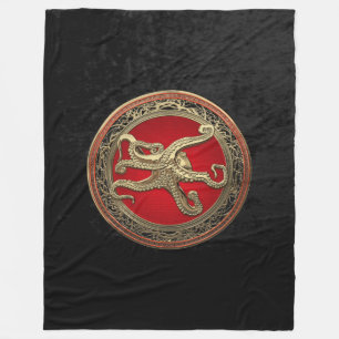 [600] Sacred Gold Octopus in Defensive Posture Fleece Blanket