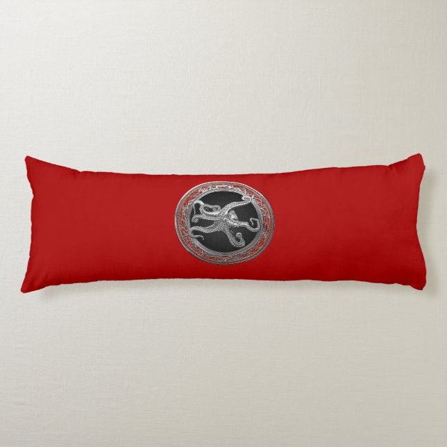 [600] Sacred Silver Octopus in Defensive Posture Body Cushion (Front)