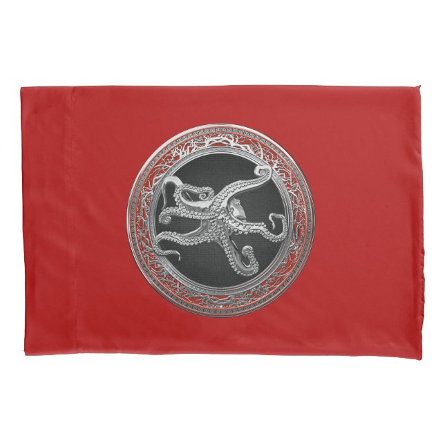 [600] Sacred Silver Octopus in Defensive Posture Pillowcase (Front)