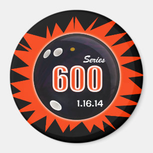 600 Series in League Bowling, Black Ball & Red, Magnet