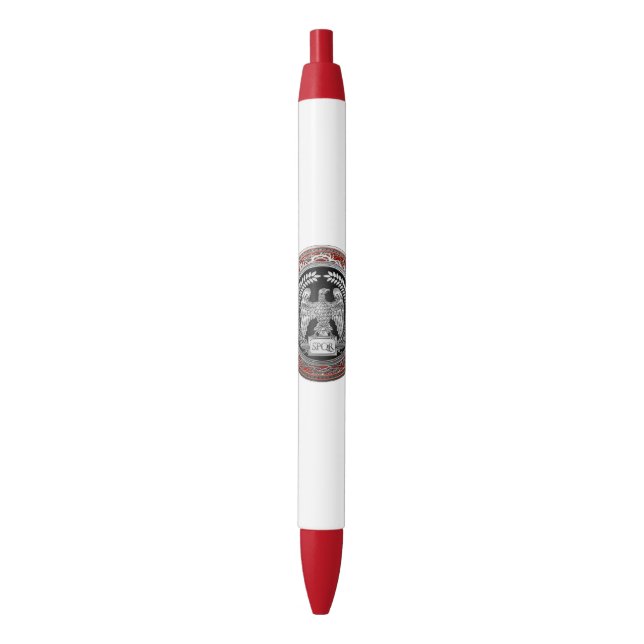 [600] Silver Roman Imperial Eagle Black Ink Pen (Front Vertical)