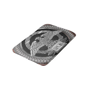 [600] Silver Roman Imperial Eagle over Medallion Bath Mat