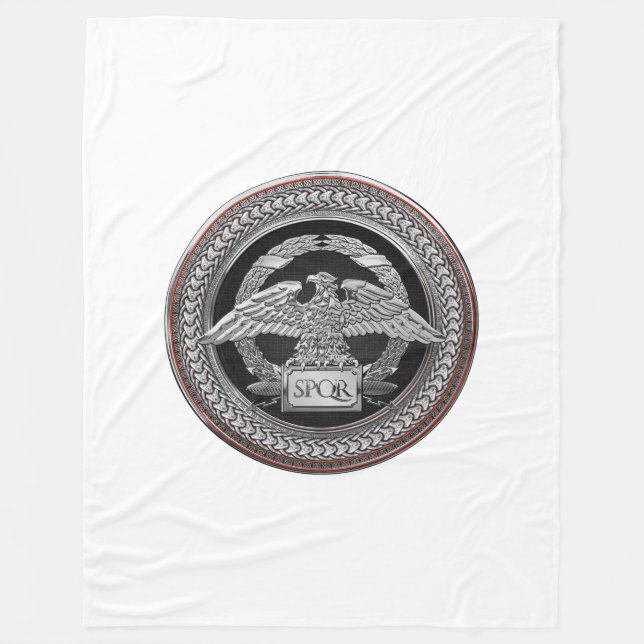 [600] Silver Roman Imperial Eagle over Medallion Fleece Blanket (Front)