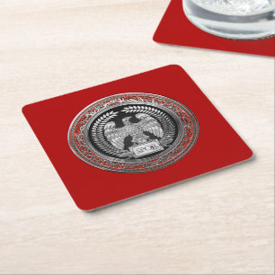 [600] Silver Roman Imperial Eagle Square Paper Coaster