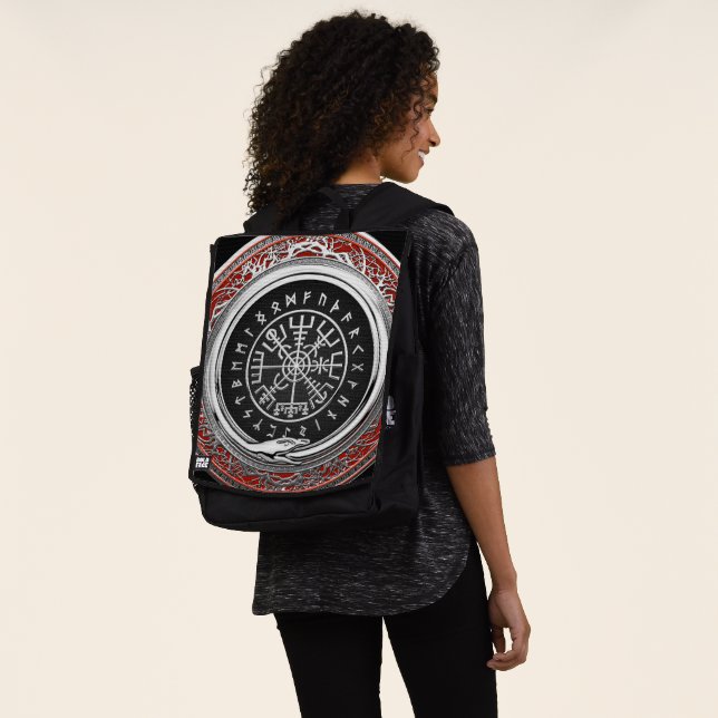 [600] Vegvisir - Viking Silver Magic Runic Compass Backpack (Worn)