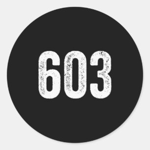 603 Distressed New Hampshire Area Code Classic Round Sticker