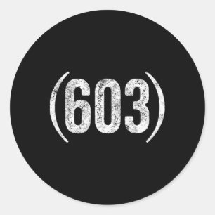 603 New Hampshire Distressed Area Code  Classic Round Sticker