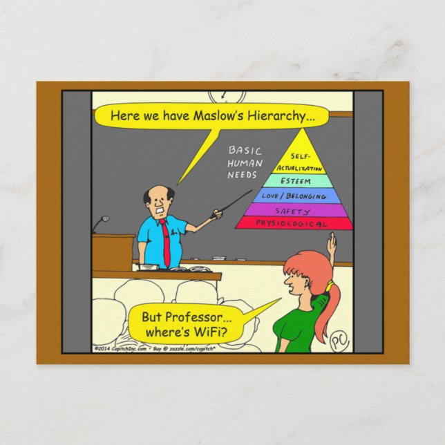 607 basic human needs cartoon postcard (Front)