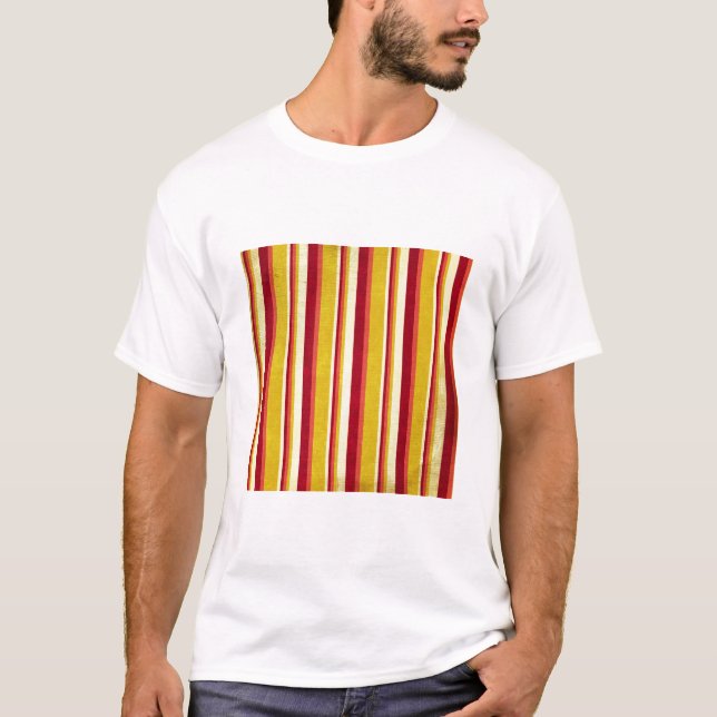 607 FALL AUTUMN STRIPES BURGUNDY RED GOLDEN YELLOW T-Shirt (Front)