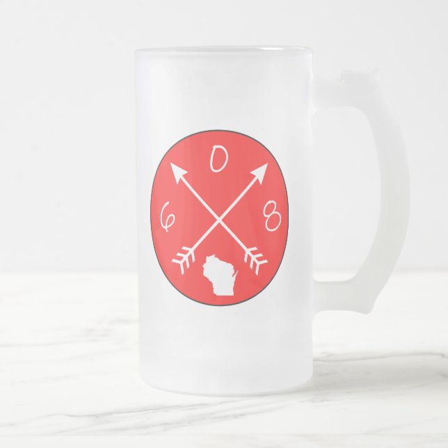 608 Area Code Frosted Glass Beer Mug (Right)