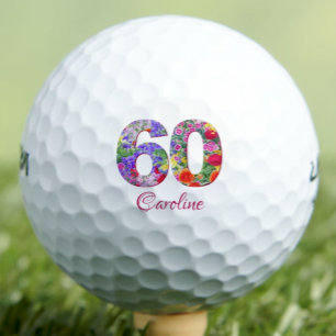 60 and Amazing Aunt - Floral Golf Gift Balls