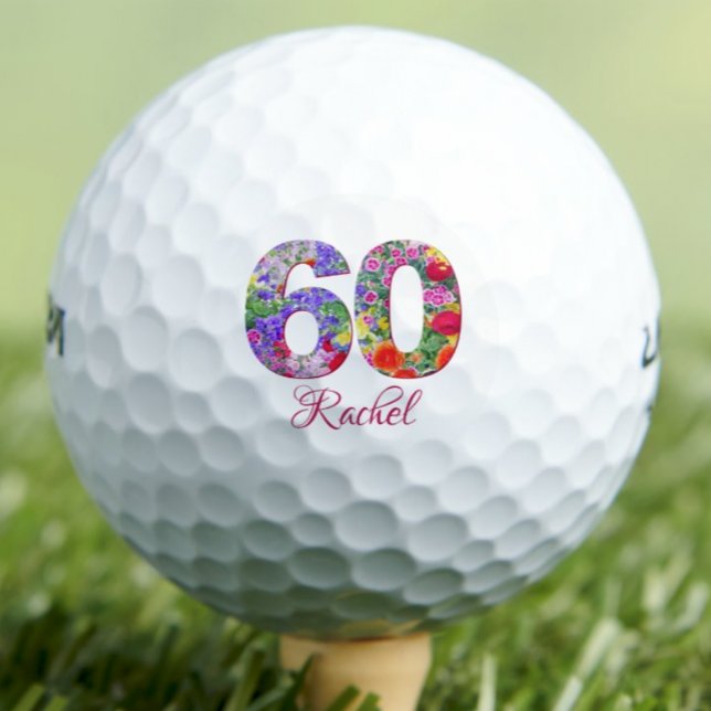 60 and Amazing Friend - Floral Birthday Gift Golf Balls (Creator Uploaded)