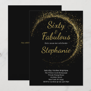 60 and Fabulous   60th Birthday Party Black Gold Invitation