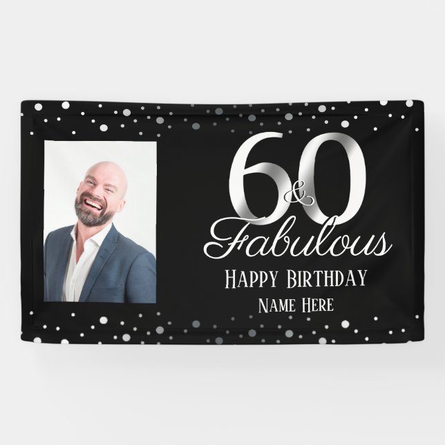 60 and Fabulous Birthday Confetti Photo Banner (Horizontal)
