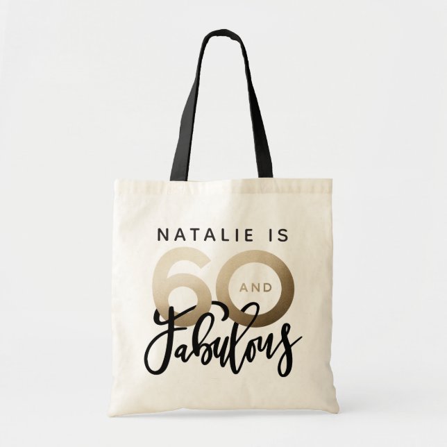 60 and fabulous birthday gift party favor tote bag (Front)