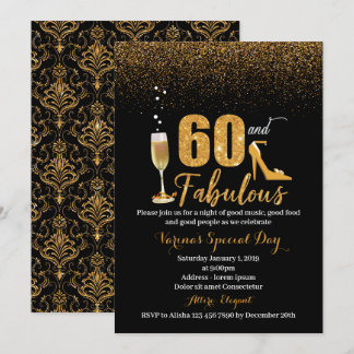 60 and Fabulous Birthday Invitation for Women