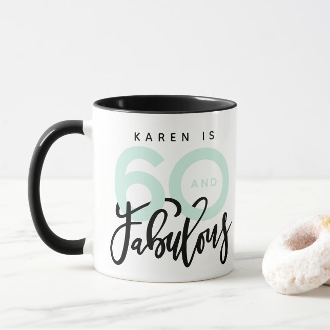 60 and fabulous birthday mug (With Donut)