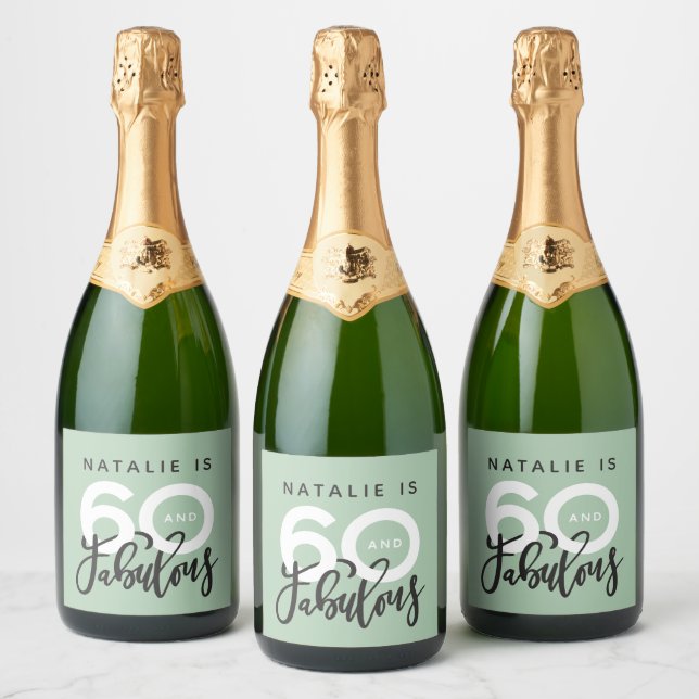 60 and fabulous birthday party label (Bottles)