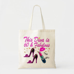 60 AND FABULOUS DIVA TOTE BAG