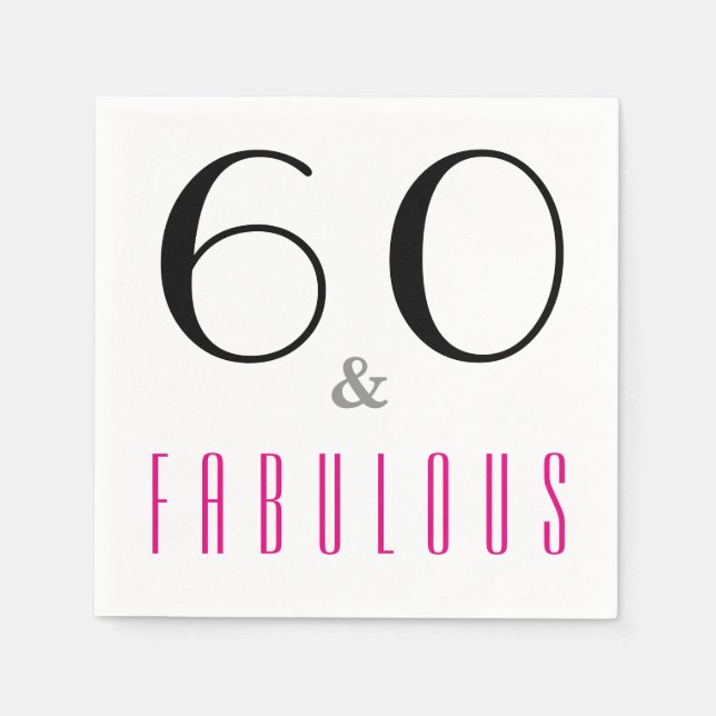 60 and Fabulous Elegant 60th Birthday Party Napkin (Front)