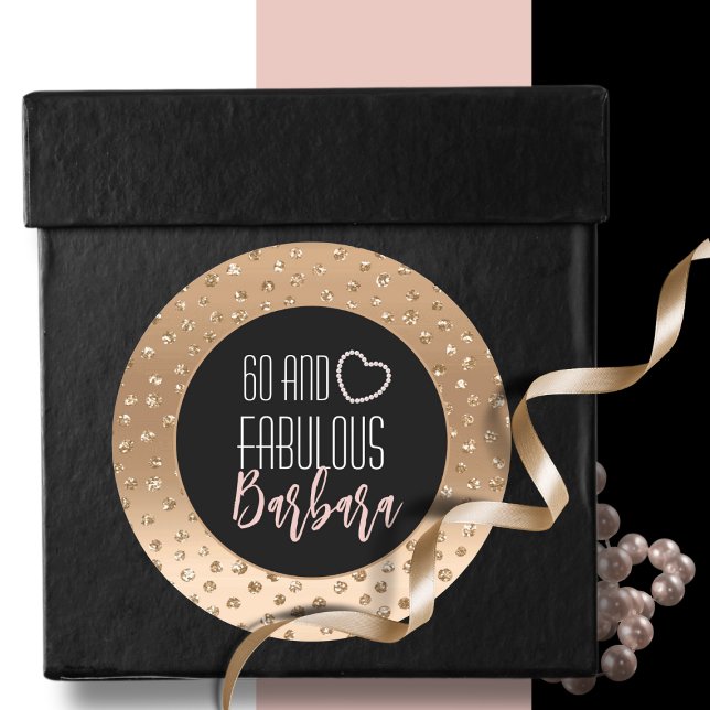 60 and Fabulous Elegant Blush Pink Gold Glitter    Classic Round Sticker (Creator Uploaded)