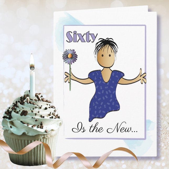 60 and Fabulous Ethnic Female Cartoon Birthday  Card (Creator Uploaded)