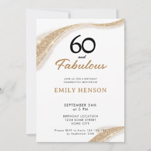 60 and Fabulous Gold 60th Birthday Invitation