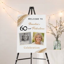 60 and Fabulous Gold Birthday Welcome Photo