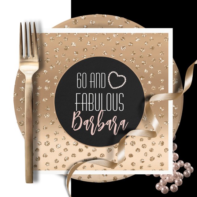 60 and Fabulous Gold Black Blush Pink Birthday  Napkin (Creator Uploaded)