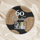60 and Fabulous Gold Glitter 2 Photo 60th Birthday Paper Plate<br><div class="desc">60 and Fabulous Gold Glitter 2 Photo 60th Birthday Party paper plates. Add your photos - you can use an old and new photo. Add your name and age.</div>