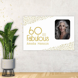 60 and Fabulous Gold Glitter Photo 60th Birthday Poster