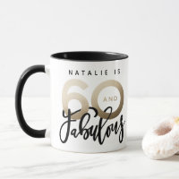 60 and fabulous gold metallic birthday mug