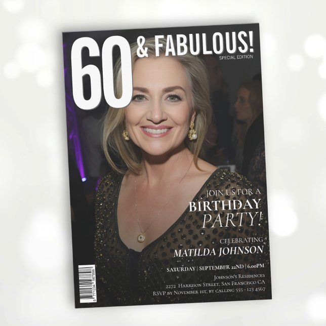 60 and Fabulous Magazine Cover 60th Birthday  Invitation (60 and Fabulous Magazine Cover 60th Birthday Invitation)
