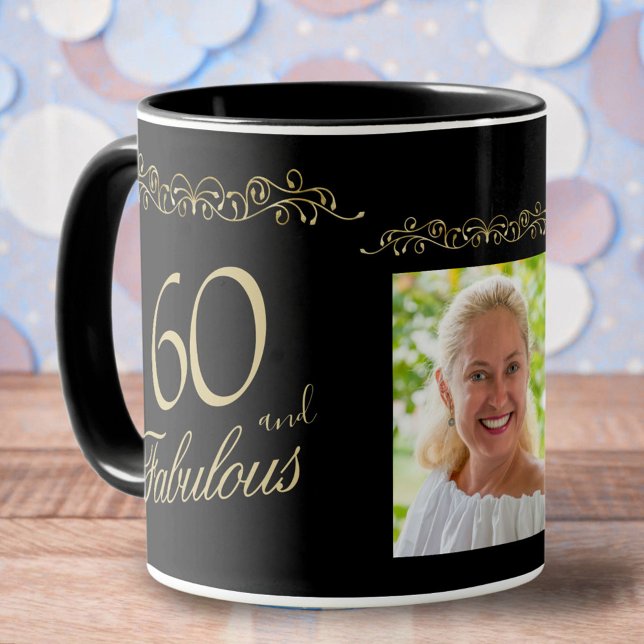 60 and Fabulous Ornament 60th Birthday Photo Mug (Creator Uploaded)