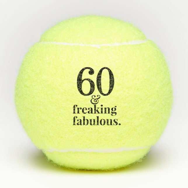 60 and Fabulous Personalised Birthday Tennis Balls (Front)