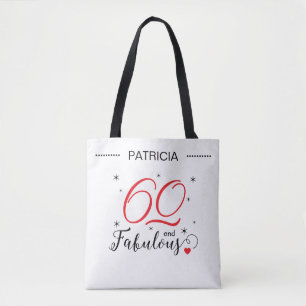 60 and Fabulous Personalized Name Birthday Gift Tote Bag