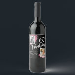 60 and Fabulous Pink Glitter 2 Photo 60th Birthday Wine Label<br><div class="desc">60 and Fabulous Pink Glitter 2 Photo Surprise 60th Birthday Wine Label. Stunning labels with “60 and Fabulous” text and pink glitter on a black background. Featuring sparkly faux-glitter brush strokes, and space for two personal photos, this elegant design is perfect for honouring a fabulous woman’s milestone birthday. Fully customisable...</div>