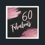 60 and Fabulous Pink Glitter 60th Birthday Napkin<br><div class="desc">60 and Fabulous Pink Glitter 60th Birthday Party Napkins. Throw a stunning celebration with these “60 and Fabulous” pink glitter birthday plates. Featuring sparkly faux-glitter brush strokes,  this elegant design is perfect for honouring a fabulous woman’s milestone birthday. Fully customisable to include a personal touch that guests will love.</div>