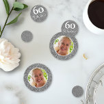 60 and Fabulous Silver Glitter Photo 60th Birthday Confetti<br><div class="desc">60 and Fabulous Silver Glitter Photo 60th Birthday Party confetti. Add your photo and your age.</div>