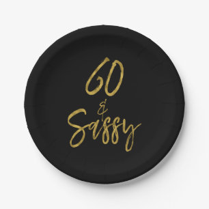 60 and Sassy Gold Foil Birthday Paper Plates