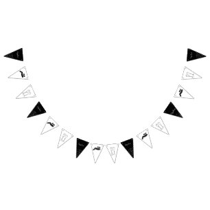 60 and Sparkling Hand Drawn Black and White Bunting