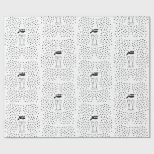 60 and Sparkling Hand Drawn Black and White Wrapping Paper