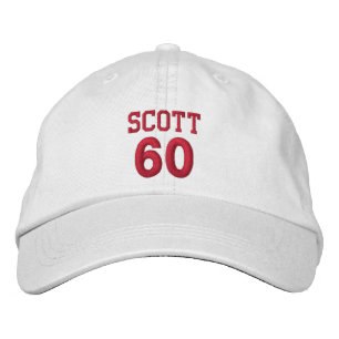 60 Birthday Custom Name Red Embroidery V13 Embroidered Hat