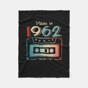 60 Birthday Gifts Year Old Made in 1962 Cassette Fleece Blanket