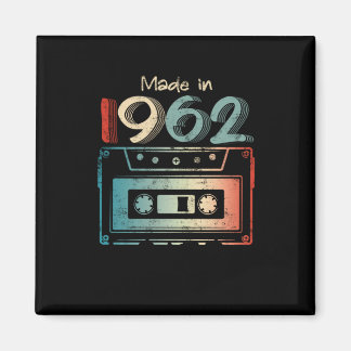 60 Birthday Gifts Year Old Made in 1962 Cassette Magnet