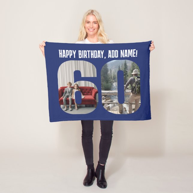 60 Birthday Photo Fleece Blanket (In Situ)