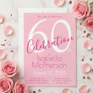 60 Celebration Blush Pink 60th Birthday Party Invitation
