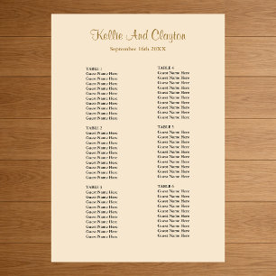 60 Champagne Wedding Seating Chart