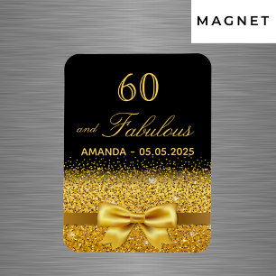 60 fabulous birthday black gold bow save the date magnet